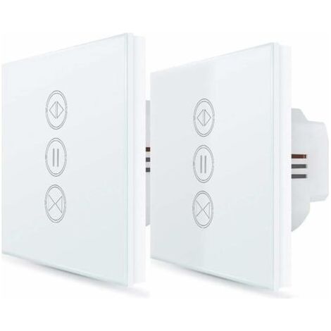 ２x Interrupteur Volet Roulant Connecté, Ouverture Réglable, Commutateur Rideau Stores WiFi, Compatible avec Alexa Google Home pour Commande Vocale, Minuterie Intelligent Moteur Mural--