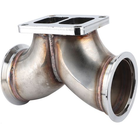 Adaptateur coudé en Y à double entrée VBand 3 pouces pour moteur V6 V8, turbocompresseur T4 à bride à double volute (1/5)
