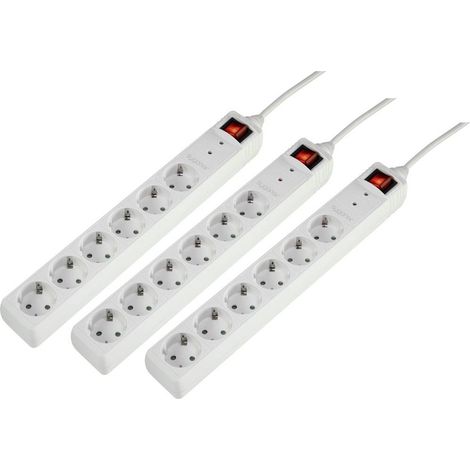 Sygonix 3xSY-5044446 Multipresa con protezione da sovratensioni 6 scomparti Bianco Schuko 1 KIT (1/4)