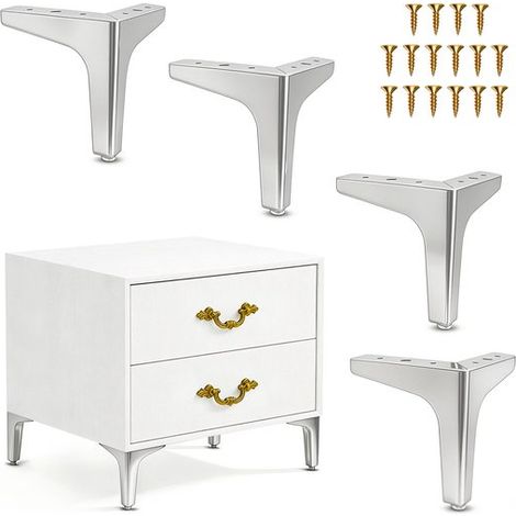 Set di 4 gambe di supporto TV di lusso, gambe per armadi a tre gambe, gambe per mobili, gambe per tavolini da caffè, gambe per tavoli, gambe per divani in metallo, viti incluse, robuste e (1/5)