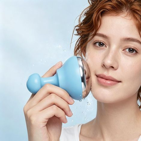 Cold Facial Ice Roller Massager, Skin Tightening Beauty Device for Facial Firming and Refreshing Care,Blue (1/5)