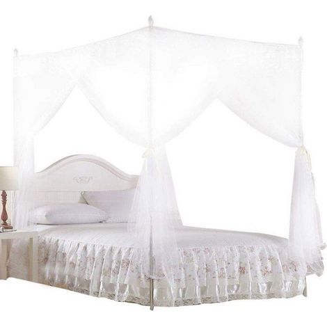 aladdien - Moustiquaire de lit - Luxe, trois ouvertures latérales - Idéale pour la chambre féminine - Blanche - Moustiquaire respira (1/5)