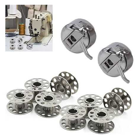 2 Stück Canette-Maschine für Coudre-Maschine, 8-teilige Metallspule, kompatibel mit Singer Janome Brother-Maschine für Coudre Domestique Standard (1/5)