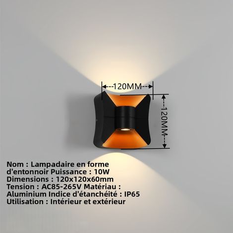 Wandleuchte für Außenbereich, wasserdicht IP65, moderne minimalistische Wandlampe aus Aluminium in Schwarz und Gold, 10W 4000K LED-Beleuchtung für Garten, Balkon, Flur und Fassade-lsw