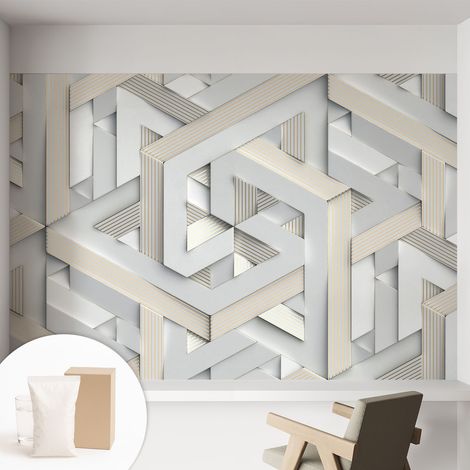 Carta Da Parati - Non Tessuto - Con Colla Inclusa - Per Interni - Ecologica - Con Ingresso - Soggiorno Forme illusorie 152x104 cm (1/5)