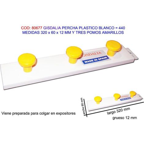 gisdalia finstock percha plast 320x60x12mm 3 pomos amarillo 440