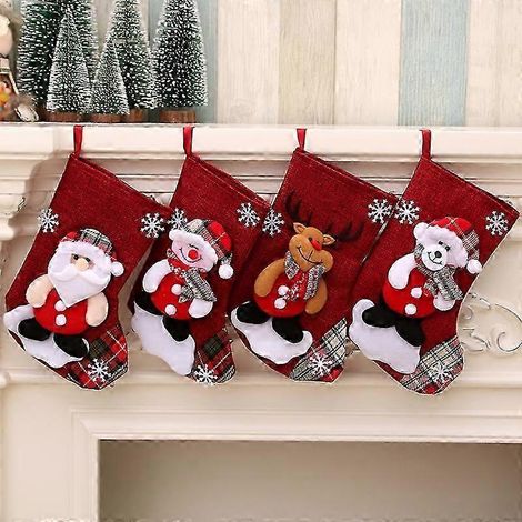 Chaussettes de Noël décoratives, chaussettes de Noël à suspendre, décorations de Noël, accessoires de décoration à suspendre pour Noël (1/5)