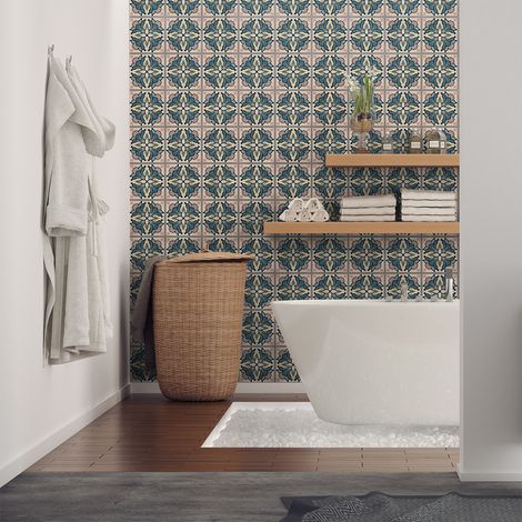 Sticker Mural Carrelage adhésif Cuisine Salle de Bain - 60 STICKERS CARRELAGES AZULEJOS ANGELENA - 60stickers10x10cm (1/5)