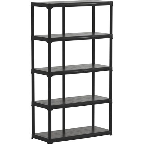 KIT SCAFFALI IN PLASTICA 5 RIPIANI cm. 100x40x176 h col. Nero (1/3)