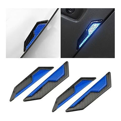 BRAVIX 4 Pièces Voiture Bandes Anti Collision, Bande De Protection Anti-Frottement Pare-Chocs Réfléchissant, Voiture Bandes Anti Collision en Fibre de Carbone pour Tous Les Véhicules Camions(Bleu) (1/5)