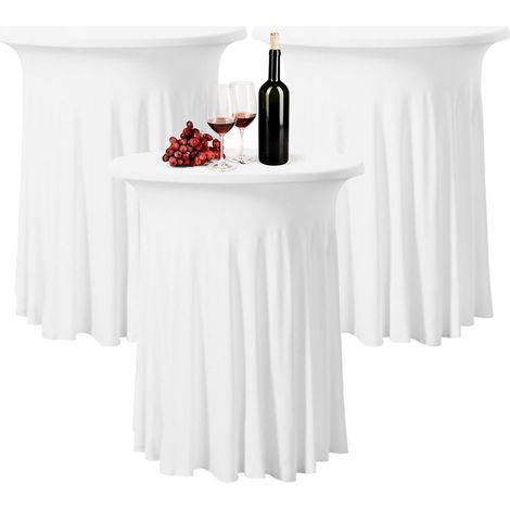 3 Pièces Housse Mange Debout Blanche 110x60cm Nappe De Table avec Jupe, Lavable Couverture De Table Housse Mange Stretch Nappe Housse De Table Nappe, pour Fête, Anniversaire, Mariage, Banquet (1/5)