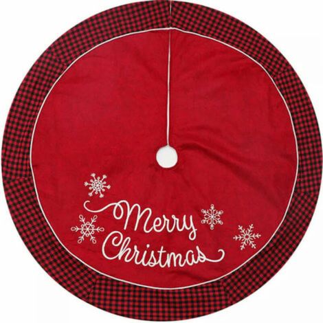 Jupe de sapin de Noël avec bordure à carreaux rouges et noirs pour (1/5)