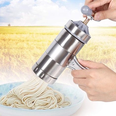 Macchina per la pasta in acciaio inox. Macchina manuale con 5 formati per fettuccine fresche, spaghetti, lasagne e mattarello. (1/5)