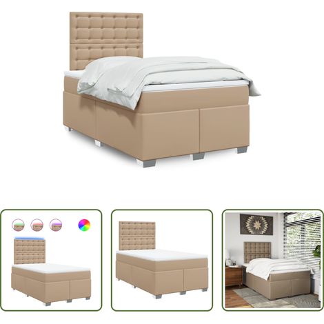vidaXL Surmatelas - Sommier à lattes de lit matelas cappuccino 120x190cm similicuir (1/5)