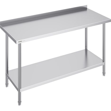 Table de Travail en Acier Inoxydable 61x152,4x91,4 cm, Table de Préparation des Aliments Durable, Hauteur Réglable, Meuble de Rangement des Aliments, pour Cuisine Restaurant Bar Hôtel Maison (1/5)