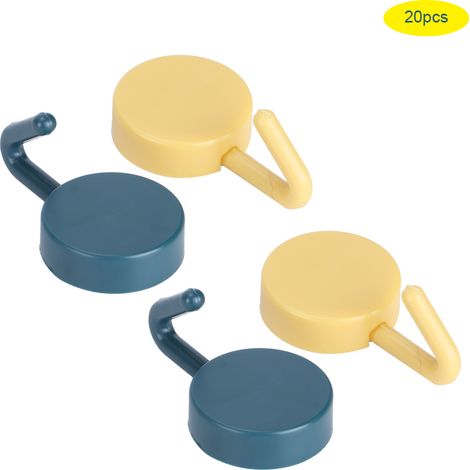 20 selbstklebende Wandhaken, kleine Wandhaken für Zuhause, Küche, Bad, Büro, Tür, Dunkelblau + Gelb (1/5)