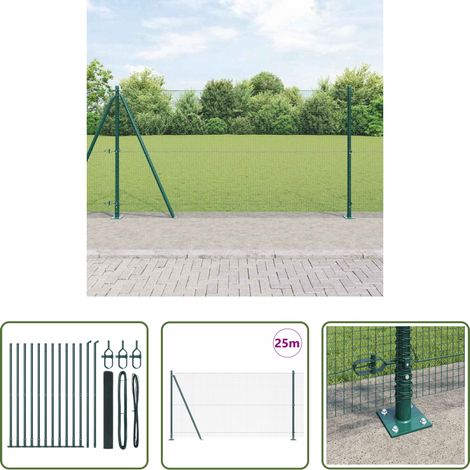 vidaXL Clôture moderne - Poteau de clôture. Vert 25 x 1,2 m (maille 16 x 16 mm) (1/5)
