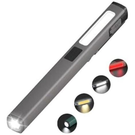 Lampe stylo LED rechargeable, lampe de travail COB avec modes blanc et rouge, câble USB-C, lampe de travail portable 6 modes avec indicateur de niveau de batterie, étanche, pour camping, urgences, ate (1/4)