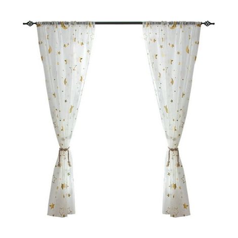 2 voiles en tulle motifs étoiles et lunes 1x1.3m pour chambre, bureau et salon (1/5)