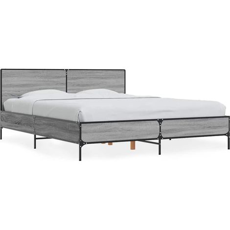 Maison Exclusive - Bettgestell Grau Sonoma 150x200 cm Holzwerksto (1/5)