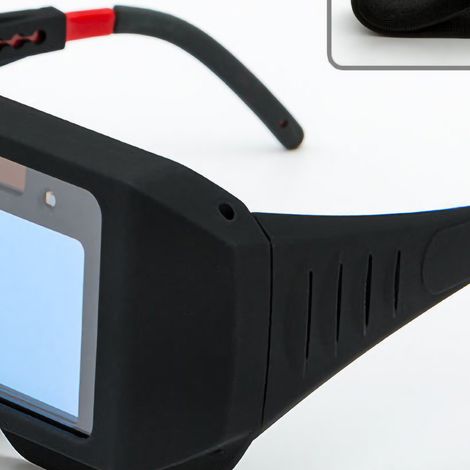 Lunettes de soudeur à obscurcissement automatique, champ de vision clair, protection ergonomique avec 5 verres de rechange, écran facial soudure, confortable et élastique. (1/4)