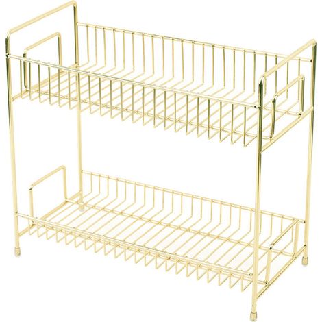 Étagère de rangement à double niveau, idéale pour le rangement sur le plan de travail de la cuisine ou de la salle de bain (1/5)