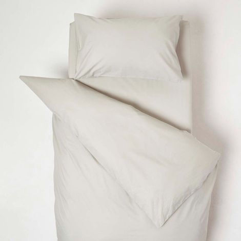 HOMESCAPES Grey Cotton Cot Bed Duvet Cover Set 200 Thread Count - Grey