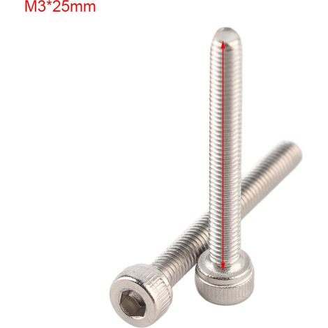 Vis M3 en acier inoxydable SS304 tête cylindrique à six pans creux (M3x25) - Lot de vis à métaux (1/5)