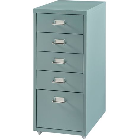 Mobiletto da ufficio mobile contenitore su ruote con 5 cassetti 69 x 28 x 41 cm verde menta 030009108