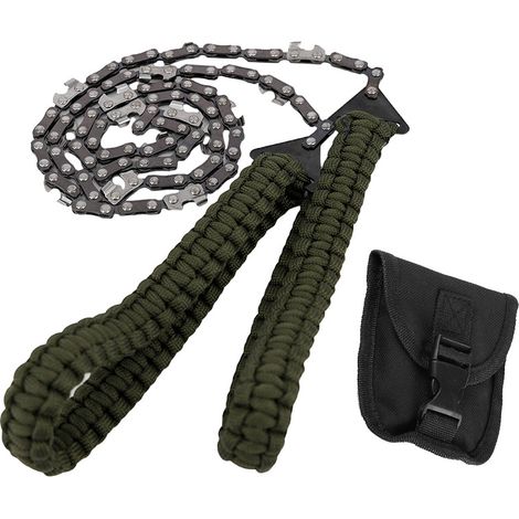 Handkettensäge, Tragbare Vielseitige Drahtsäge, Handsäge aus Stahl mit Paracord, Rostfreie Klappsäge für Äste und Bäume, Survival Säge für Camping Pfadfinder und Jagd
