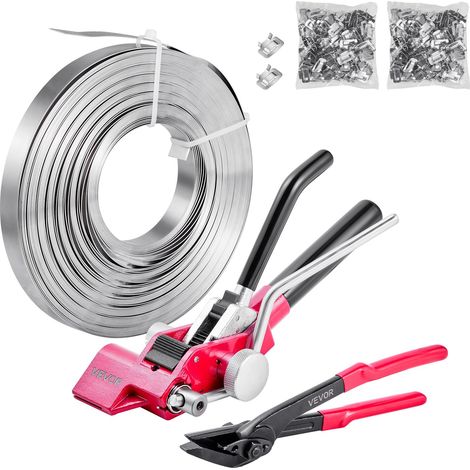 Kit Cerclage Feuillard 60 m Kit Cerclage Palette avec Outil et Tendeur Robuste pour Emballage en Entrepôts, Déménagement, Stockage de Garage, Transport de Marchandises, 200 Scellés Métalliques (1/5)