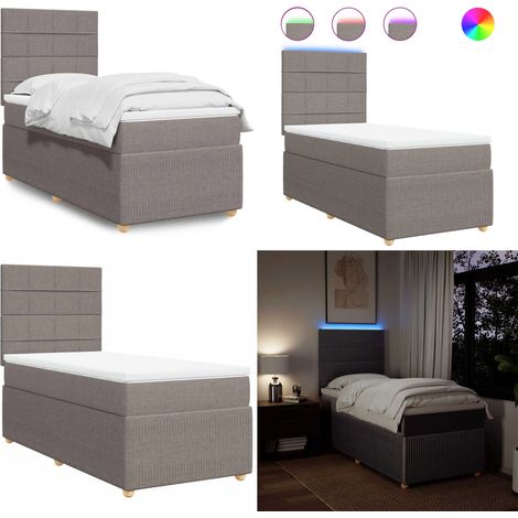 Giroletto a Molle con Materasso Tortora 90x200 cm inTessuto - Materasso a molle insacchettate - Letto con testiera regolabile