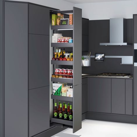 DISPENSA-X anthrazit für Korpusbreite 300 mm, Korpusinnenhöhe 1200 - 1600 mm Apothekerauszug 100 kg Tragkraft mit ARENA pure Tablaren / Kesseböhmer (1/5)