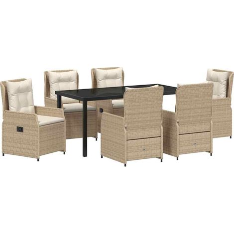 Set da Pranzo per Giardino 7 pcs Beige e Grigio Chiaro vidaXL (1/5)