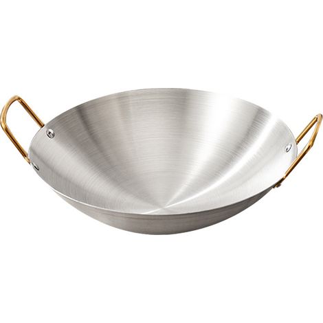 Wok à double poignées dorées en acier inoxydable, disponible en plusieurs tailles pour fondue et cuisine.26cm (1/4)