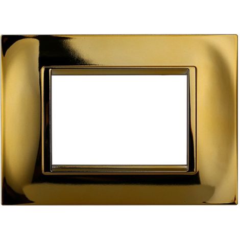 Placca Plastica Quadrata ETTROIT Serie Space 3 Posti/Moduli 503 Compatibile Con Bticino Living, 13 Colori Disponibili (Oro Lucido)