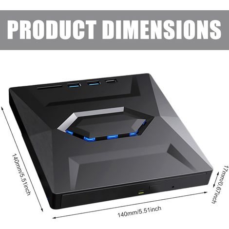 Unità CD DVD esterna USB 3.0 Type-C Unità DVD esterna Lettore CD con lettore di schede SD/TF USB Masterizzatore RW Scrittore Esterno per PC portatile Windows 11/10 Mac MacBook Apple (1/4)