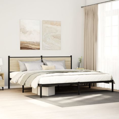Estructura de cama sin colchón metal roble Sonoma 200x200 cm vidaXL (1/5)