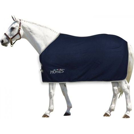 145 cm, Blu e Grigio: Coperta in lana per cavalli modello NOVARA