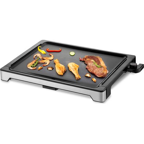 Plancha Dolce Casa DC-PLA-47X37-N Thermostat Ajustable, Grille de Table Antidérapante, Grande Capacité pour 8 Pers. 55 x 41,5 CM