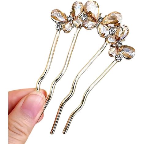 Épingle à cheveux élégante au quotidien, ornée de strass et de perles, en métal, pour une coiffure sécurisée et élégante, idéale pour les occasions formelles et les événements chics. Multicolore. (1/5)