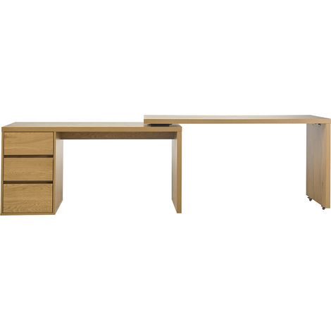 Bureau modulable avec rangements finition bois clair chêne L153-269 cm MELVIN (1/5)