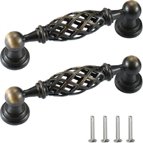Poignées de meubles vintage (lot de 2) : poignées de porte, de tiroir et de meuble de cuisine avec trous de vis. (1/5)
