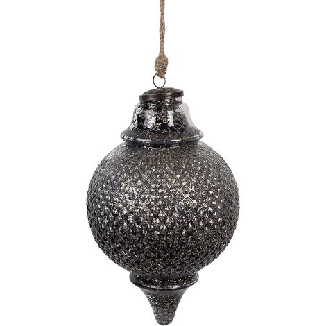 Boule de Noël en Verre Noir Décoration Élégante pour Sapin de Noël 16 x 27 cm - PANGIVO