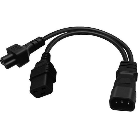 32 cm IEC320 C14 auf IEC320 C5+IEC320 C19 Netzkabel-Verlängerungskabel