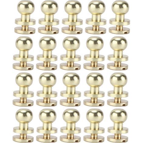 20 Messingnieten in Goldoptik, abriebfest, Lederbearbeitungszubehör für Heimwerker, 7 x 6 mm (1/5)