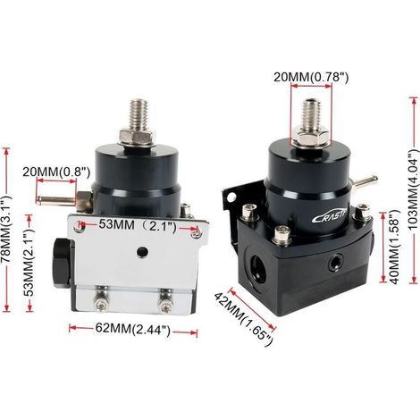 AN6 Universal-Kraftstoffdruckregler für Fahrzeugmodifikationen, Turbolader, Kraftstoffdruckanzeige mit Anschluss, 1 Stück (1/4)