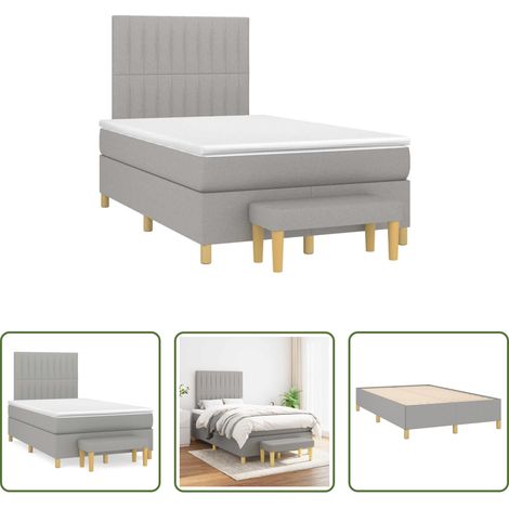 Matelas à ressorts ensachés - Sommier à lattes de lit et matelas gris clair 120x190 cm tissu (1/5)