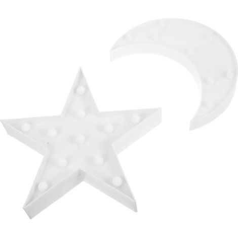 2 pièces Lampe de Chevet Forme Lune et Étoile LED Veilleuse (1/5)