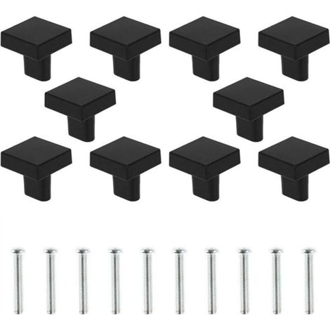 Ein Set aus 10 schwarzen Türgriffen, massiven quadratischen Schrankgriffen, Retro-Küchenschrankgriffen (schwarz)